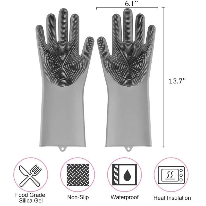 Washing Gloves Silicone Waterproof Insulated Gloves Bathroom Kitchen And Bathroom Cleaning Car Wash Multi-Purpose Gloves