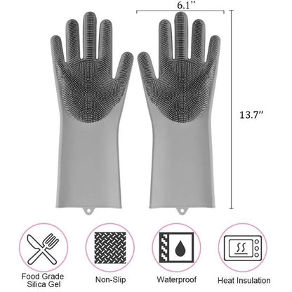Washing Gloves Silicone Waterproof Insulated Gloves Bathroom Kitchen And Bathroom Cleaning Car Wash Multi-Purpose Gloves