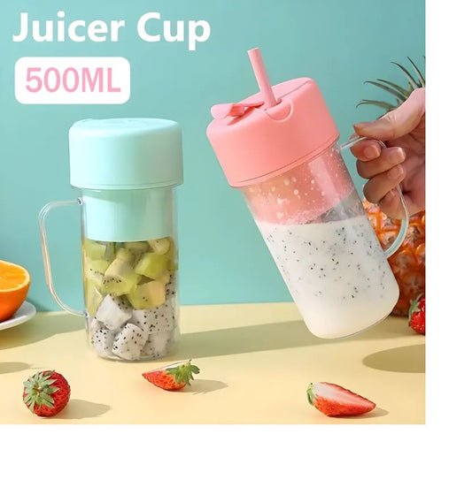 \500ml Portable Juicer With Straw USB Electric Stainless Steel Fruit Juicer Cup Extractor Blender Juice Maker Machine For Kitchen