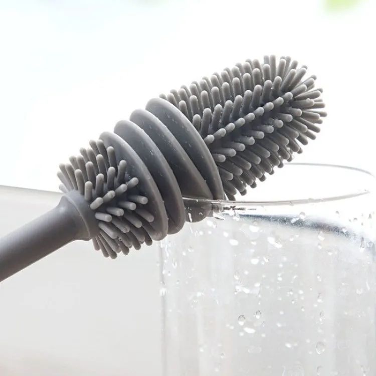 Long Handle Silicone Milk Bottle Brush Glass Bottle Cleaning Brush Multifunction Cup Mouth Scrubber Household Cleaning Tool