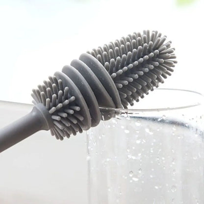 Long Handle Silicone Milk Bottle Brush Glass Bottle Cleaning Brush Multifunction Cup Mouth Scrubber Household Cleaning Tool