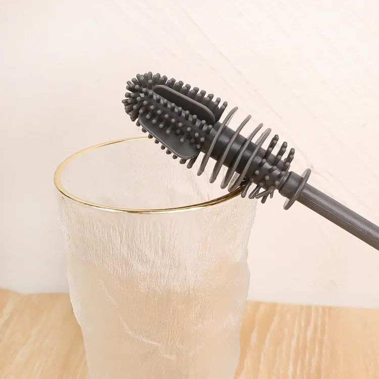 Long Handle Silicone Milk Bottle Brush Glass Bottle Cleaning Brush Multifunction Cup Mouth Scrubber Household Cleaning Tool