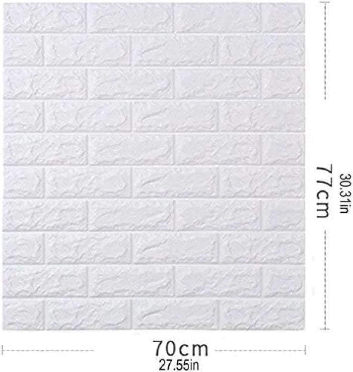 3D Brick Wall Stickers, Self Adhesive Wallpaper Foam Sheet, PE Foam High Quality Brick Wallpaper, Sofa Background Wall Décor, Peel And Stick 3D Art Wall Brick Room Panels For TV Walls – White – 70*77cm