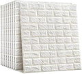 3D Brick Wall Stickers, Self Adhesive Wallpaper Foam Sheet, PE Foam High Quality Brick Wallpaper, Sofa Background Wall Décor, Peel And Stick 3D Art Wall Brick Room Panels For TV Walls – White – 70*77cm