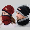 2pc Winter Cap Beanie Hat Cap Neck Warmer Scarf Set Fleece Lined Skull Cap And Scarf Unisex Hat & Scarf Set Stylish Knit Skull Cap For Men Women