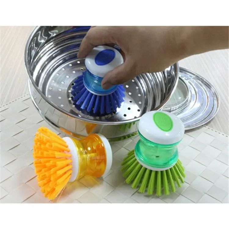 Scrub Kitchen Wash Tool And Dishwashing Brush For Kitchen Cleaning Brush And Pot Dish Plastic Brush With Washing Up Liquid For Self Dispensing Cleaning Brush Soap Dispenser Brush