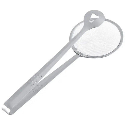 Fry Tool Filter Spoon Strainer With Clip Oil Frying BBQ Filter Stainless Steel Mesh Strainer Kitchen Tool Frying Mesh Colander Quick Strain Stainless Steel Tong Colander BEST HIGH QUALITY