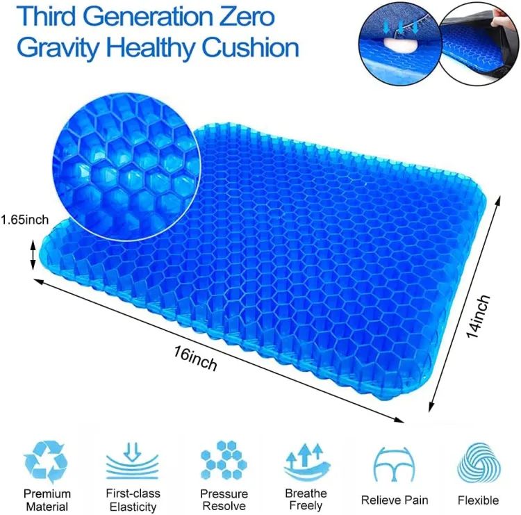 Egg Sitter Comfortable Orthopedic Chair Seat Gel Seat Cushion Double Thick Egg Gel Cushion For Pressure Pain Relief Breathable Cushion Chair Pads For Car Seat Office Chair For Pressure Relief