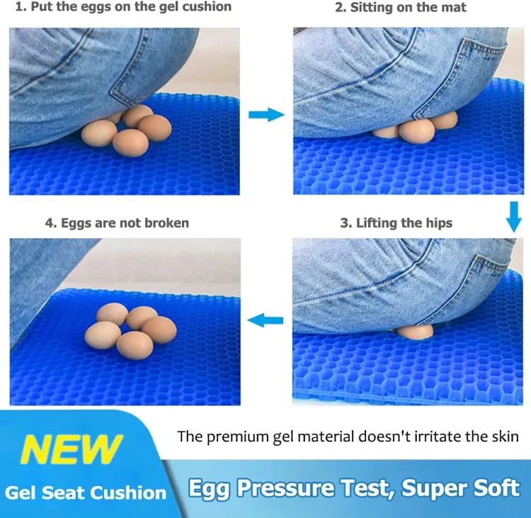 Egg Sitter Comfortable Orthopedic Chair Seat Gel Seat Cushion Double Thick Egg Gel Cushion For Pressure Pain Relief Breathable Cushion Chair Pads For Car Seat Office Chair For Pressure Relief