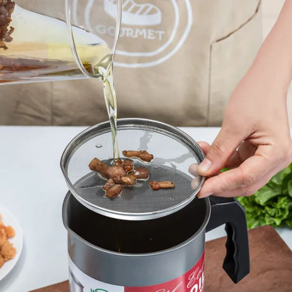 Easy Kitchen Oil Filter Pot Oil Strainer Pot Stainless Steel Grease Strainer Oil Storage Pot Oil Container Stainless Steel Oiler Tank Container Grease Keeper With Filter Dust Lid Non Slip Handle For Frying Oil And Cooking Grease