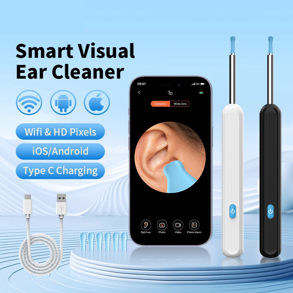 Ear Cleaner High Precision Ear Wax Removal Tool with Camera with LED Light Wireless Cleaner
