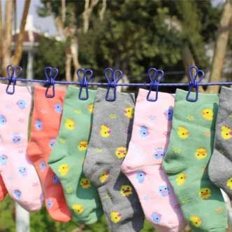 Elastic Clothesline Rop 185cm Portable Clothesline With 12 Clip (Random color)