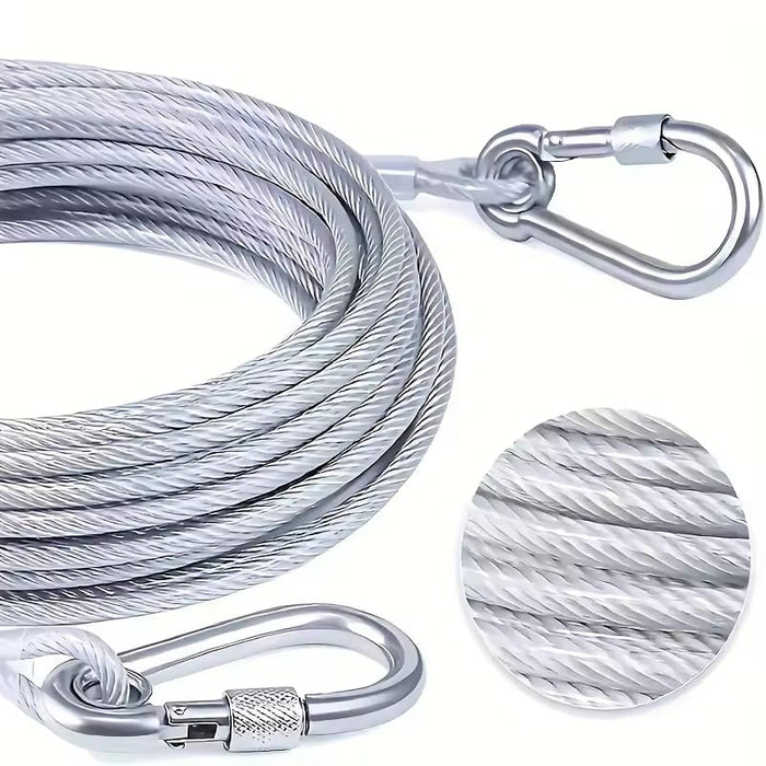 Strong stainless steel clothesline rope (2 metre) with hooks, perfect for hanging clothes indoors or outdoors