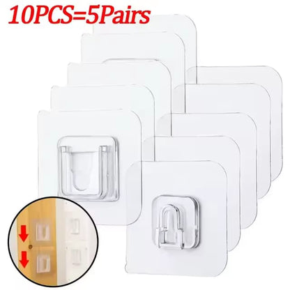 Pack Of 10 Double Sided Patch Hook Buckle Transparent Adhesive Wall Hooks