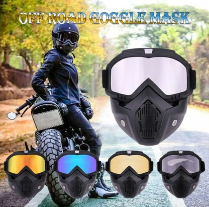 2 In 1 Motorcycle Bike Detachable Helmet Goggles Mask