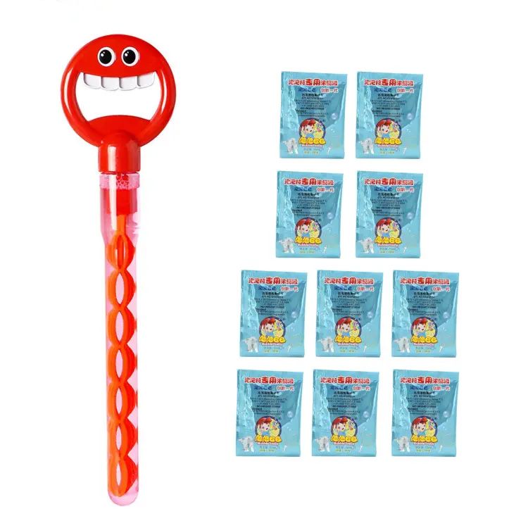 Childrenworld Kids Bubble Wand Smiling Face Bubble Wand Toy with Leak proof Design for Indoor Outdoor Fun 32 Holes Bubble Stick with Bubbles Refill Five Claws Bubble Maker Automatic Bubble Machine