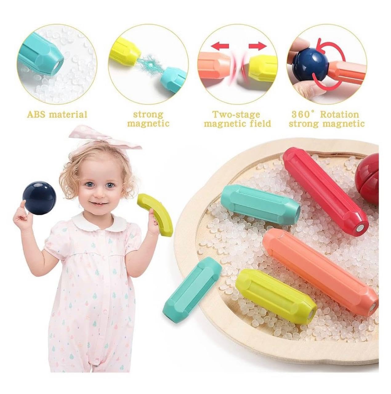 Magnetic Bar Blocks (25 Pieces) Construction Set For Brain Development