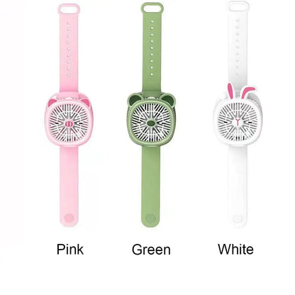 Mini Fan Cartoon Watch, Small USB Rechargeable Wrist Fan, Handheld Desktop Fan, Mini Hand Held Cooling Fan, Mini Cartoon Wristband Fan, Children Travel Air Cooler, Cute Design Fan For Kids