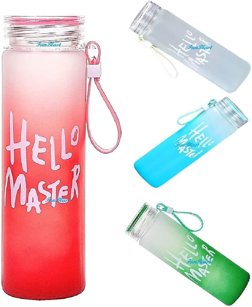 Hello Master Glass Water Bottle for School College Office 480 ml