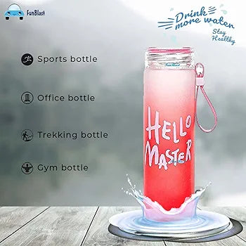 Hello Master Glass Water Bottle for School College Office 480 ml