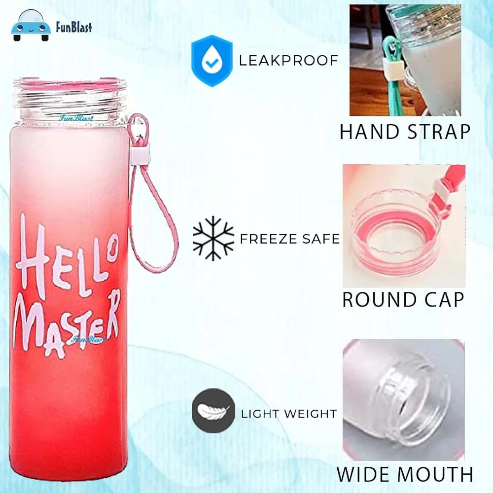 Hello Master Glass Water Bottle for School College Office 480 ml