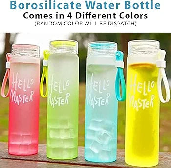 Hello Master Glass Water Bottle for School College Office 480 ml
