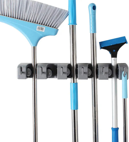 5 in 1 Broom and Mop Holder Wall Mounted Mop Rack Cleaning Tool Hook Wall Hook