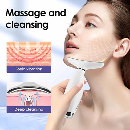 7 Colors LED Lights Face Neck Beauty Device Vibration Massage Improve Neck Lines Home Use Face Lifting Machine 7 Modes 3 Levels