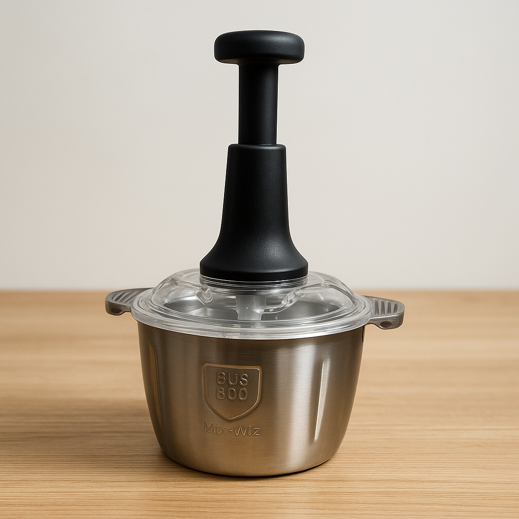 2.0Litre 4 Blades Premium Quality Meat and Vegetable Push Chopper with Stainless Steel Bowl