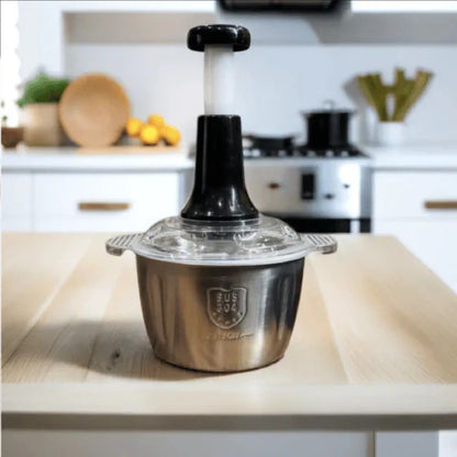 2.0Litre 4 Blades Premium Quality Meat and Vegetable Push Chopper with Stainless Steel Bowl