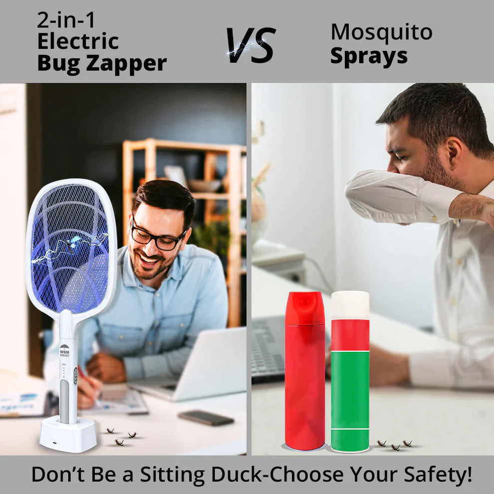2 in 1 Rechargeable Electronic Mosquito Bat Racket Insect Killer Lamp