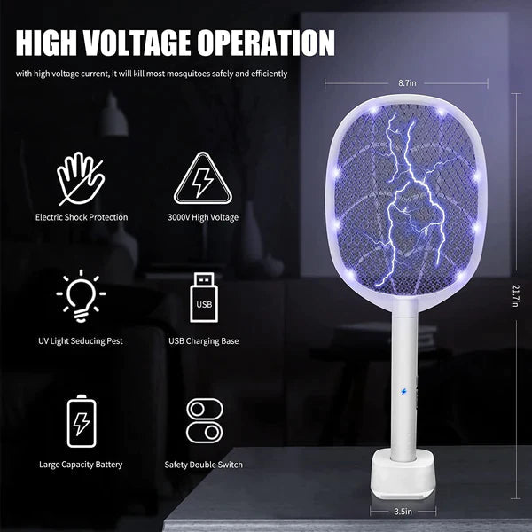 2 in 1 Rechargeable Electronic Mosquito Bat Racket Insect Killer Lamp
