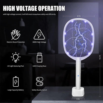 2 in 1 Rechargeable Electronic Mosquito Bat Racket Insect Killer Lamp
