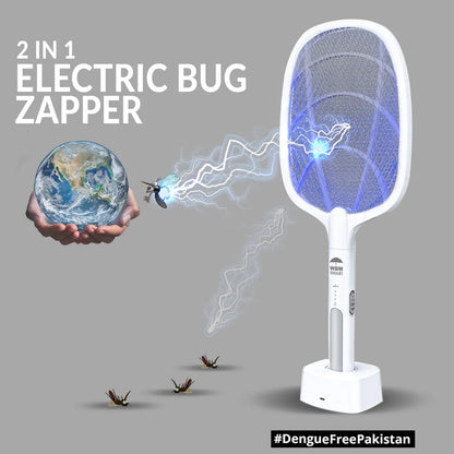 2 in 1 Rechargeable Electronic Mosquito Bat Racket Insect Killer Lamp