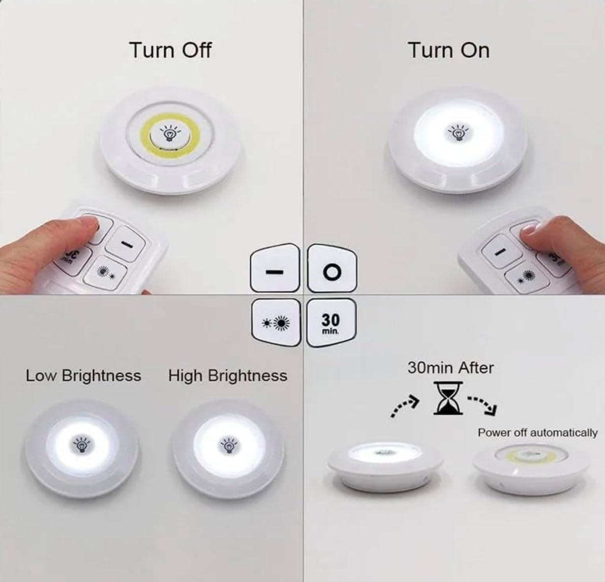 3 Pec Tap LED Light With Remote Control Cell Operated