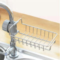 Kitchen Stainless Steel Sink Drain Rack Sponge Holder Stainless Steel Faucet Storage Rack Adhesive Sink Caddy Organizer for Brush Towel Shower Soap Dish for Bathroom Kitchen Hanging Storage Accessories