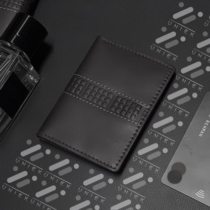 Premium Textured Leather Card Holder Wallet – Sleek Minimalist Design Black