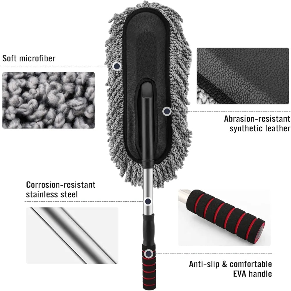 Telescopic Microfiber Car Duster with Long Handle