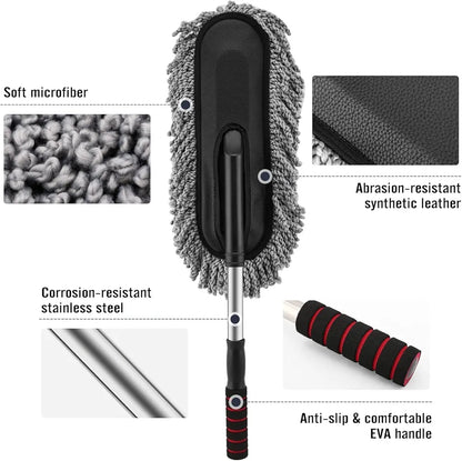 Telescopic Microfiber Car Duster with Long Handle