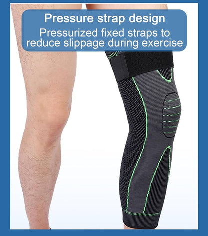 Strapped Knee Pads, Knitted Extended Knee Braces and Leg Pads, Knee Sleeve for Basketball Cycling Running, Sports Knee Supports