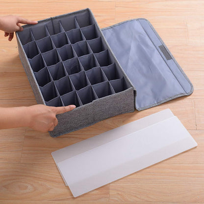 Underwear Socks Storage Organizer with Lids Foldable Closet Drawer Divider 24 Cells, Storage Box.