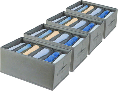 6 Grid Jeans and Clothes Organizer Foldable WardrobeLarge Drawer Organizer for Folded Clothes