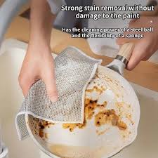 Dish Washing Cleaning Cloth Wire Dish Washing Rugs For Kitchen Dishes Dish Scrubber Kitchen Cleaning Cloth Metal Silver