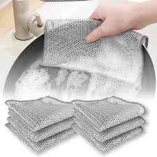 Dish Washing Cleaning Cloth Wire Dish Washing Rugs For Kitchen Dishes Dish Scrubber Kitchen Cleaning Cloth Metal Silver