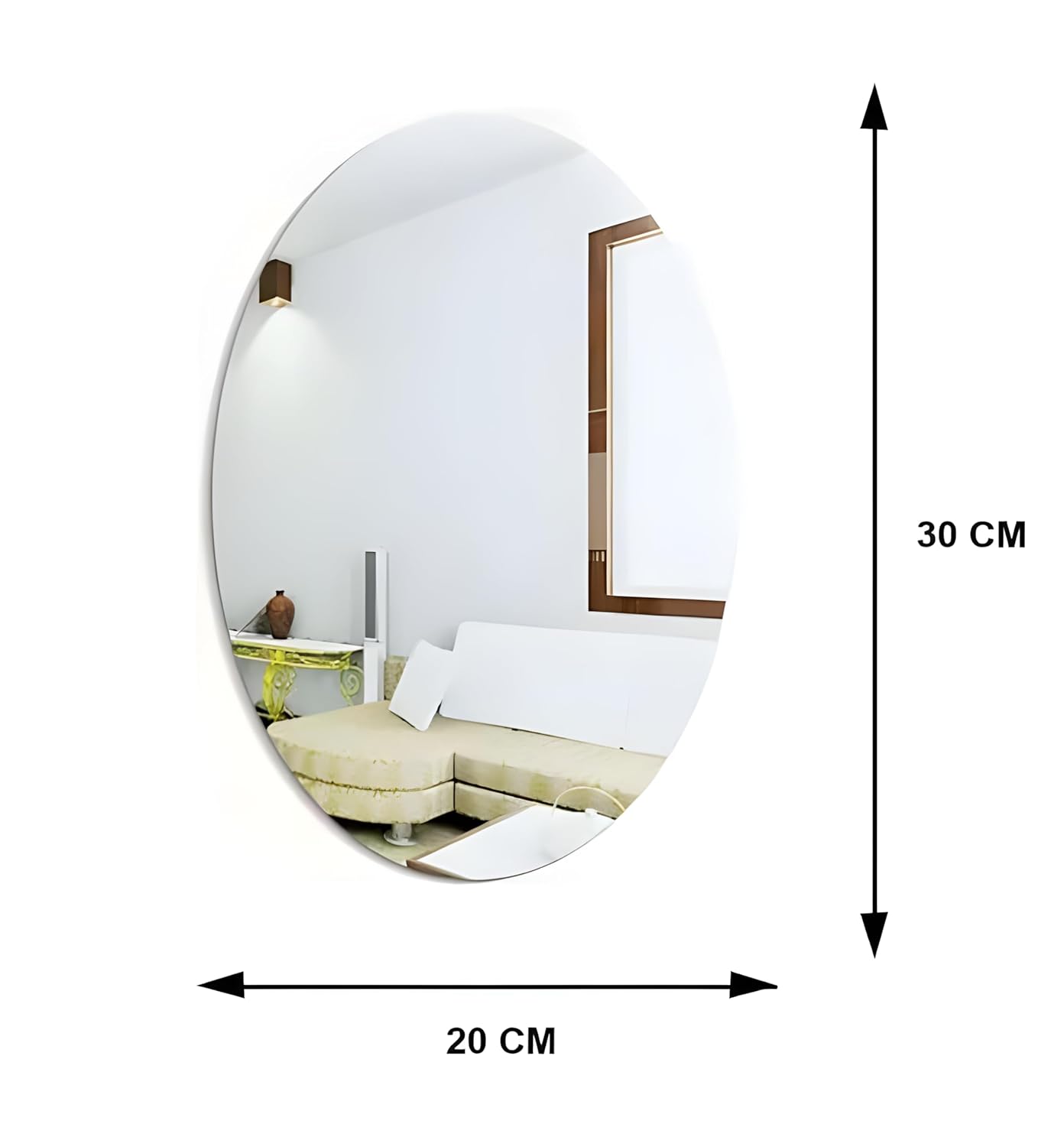 Oval Shape Mirror Wall Sticker Size 11 inch
