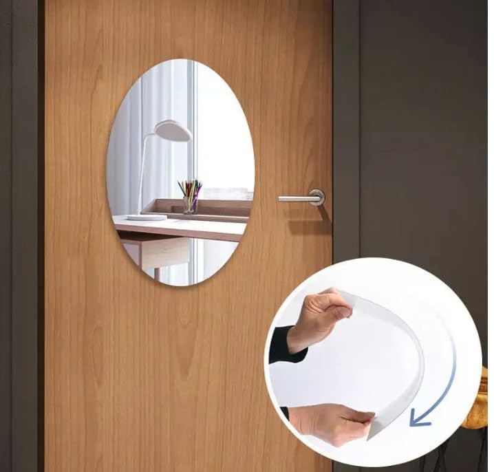 Oval Shape Mirror Wall Sticker Size 11 inch