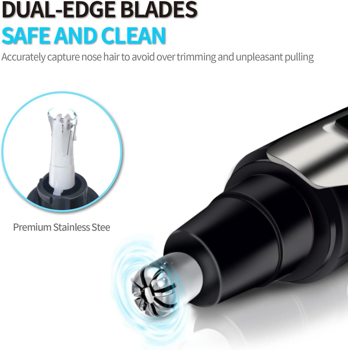 Ear Nose Hair Trimmer for Men Women USB Rechargeable Electric Facial Hair Trimmer with Dual-Edge Stainless Steel Blades