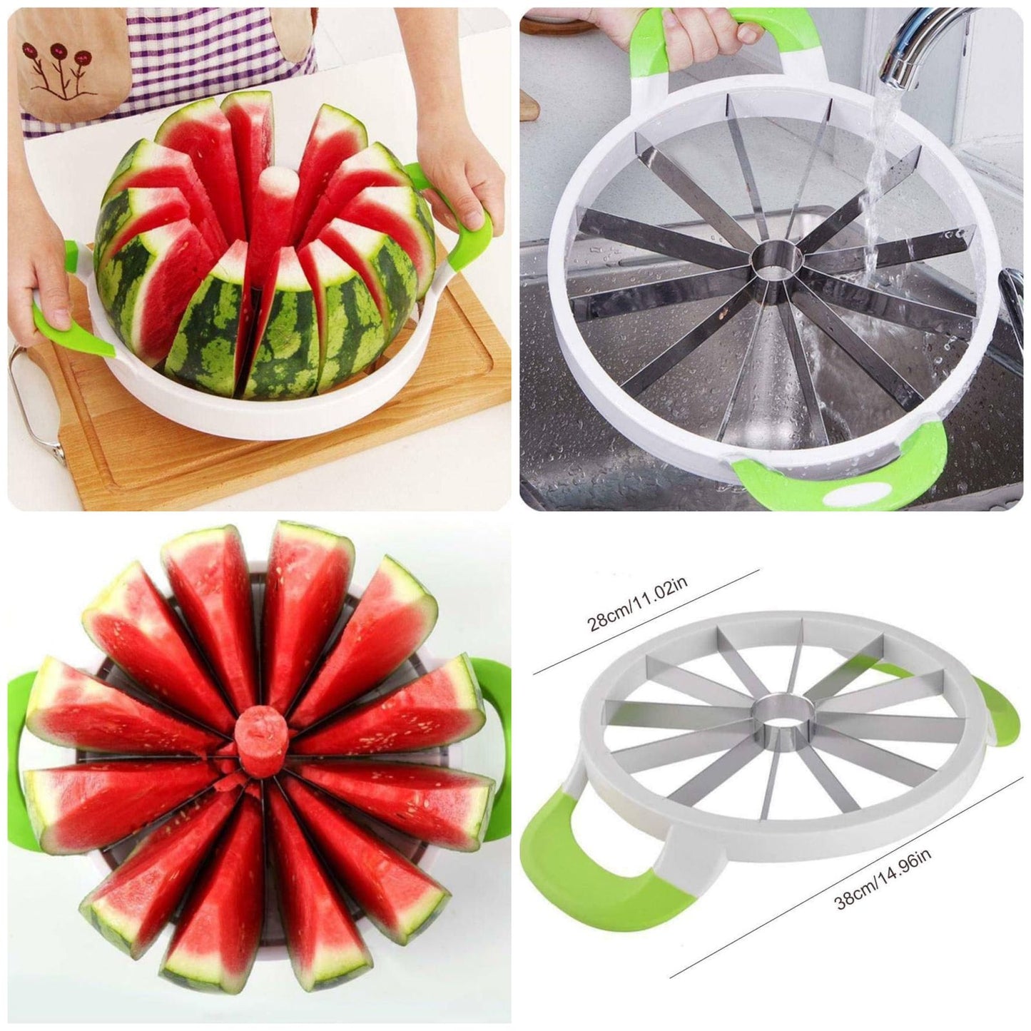 Watermelon Cutter Extra Large Watermelon Slicer, Melon Slicer Multifunctional Handheld Home Stainless Steel Round Fruit Divider Fruits Cutting Slicing