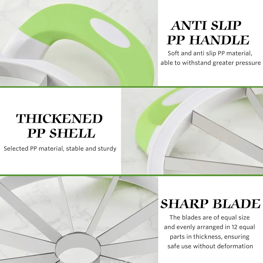 Watermelon Cutter Extra Large Watermelon Slicer, Melon Slicer Multifunctional Handheld Home Stainless Steel Round Fruit Divider Fruits Cutting Slicing