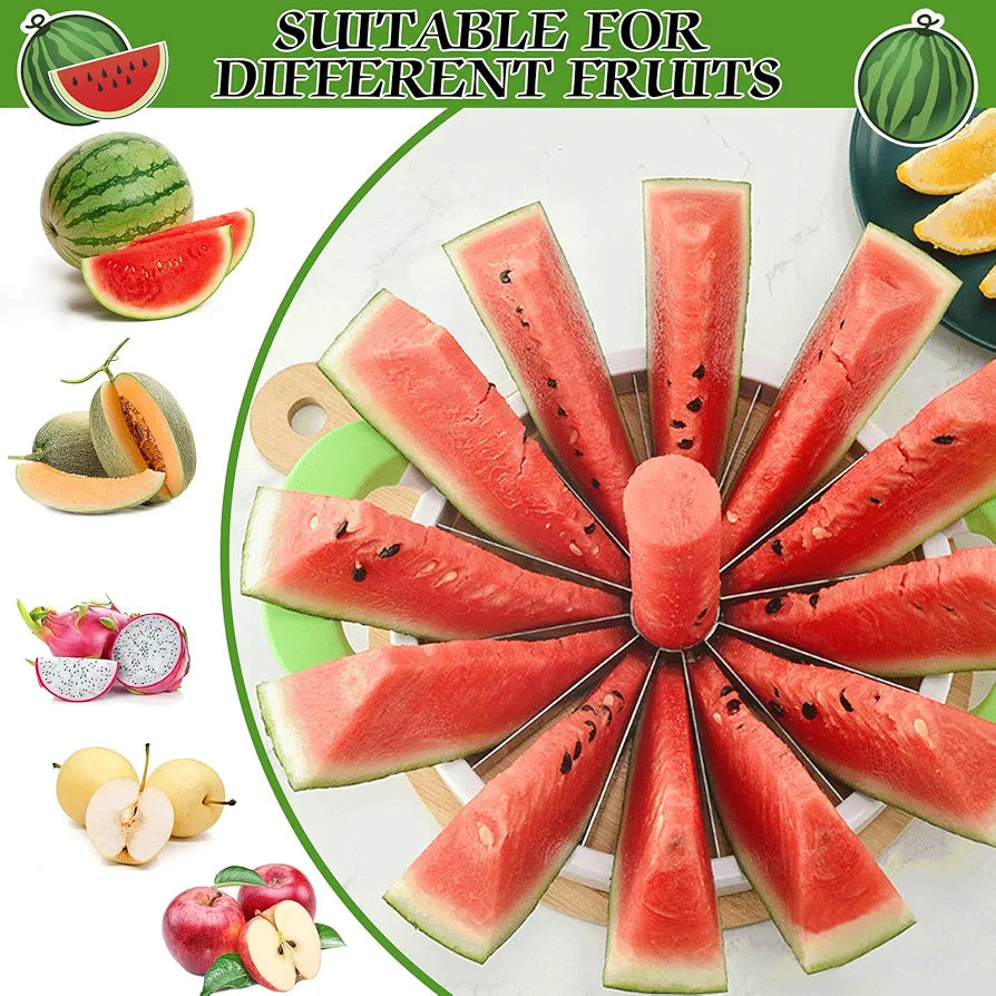 Watermelon Cutter Extra Large Watermelon Slicer, Melon Slicer Multifunctional Handheld Home Stainless Steel Round Fruit Divider Fruits Cutting Slicing